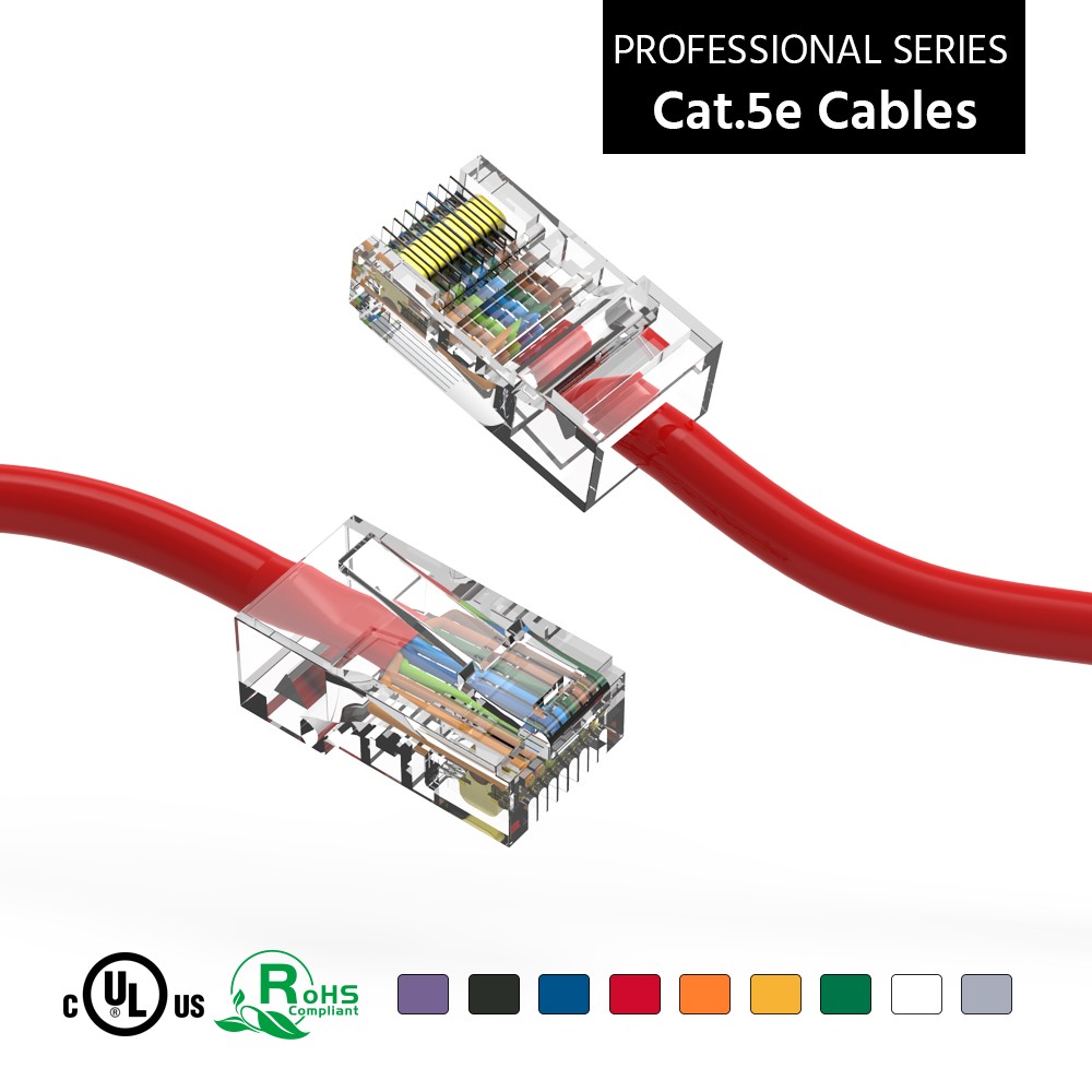 75Ft CAT5E UTP Ethernet Network Non Booted Cable Red