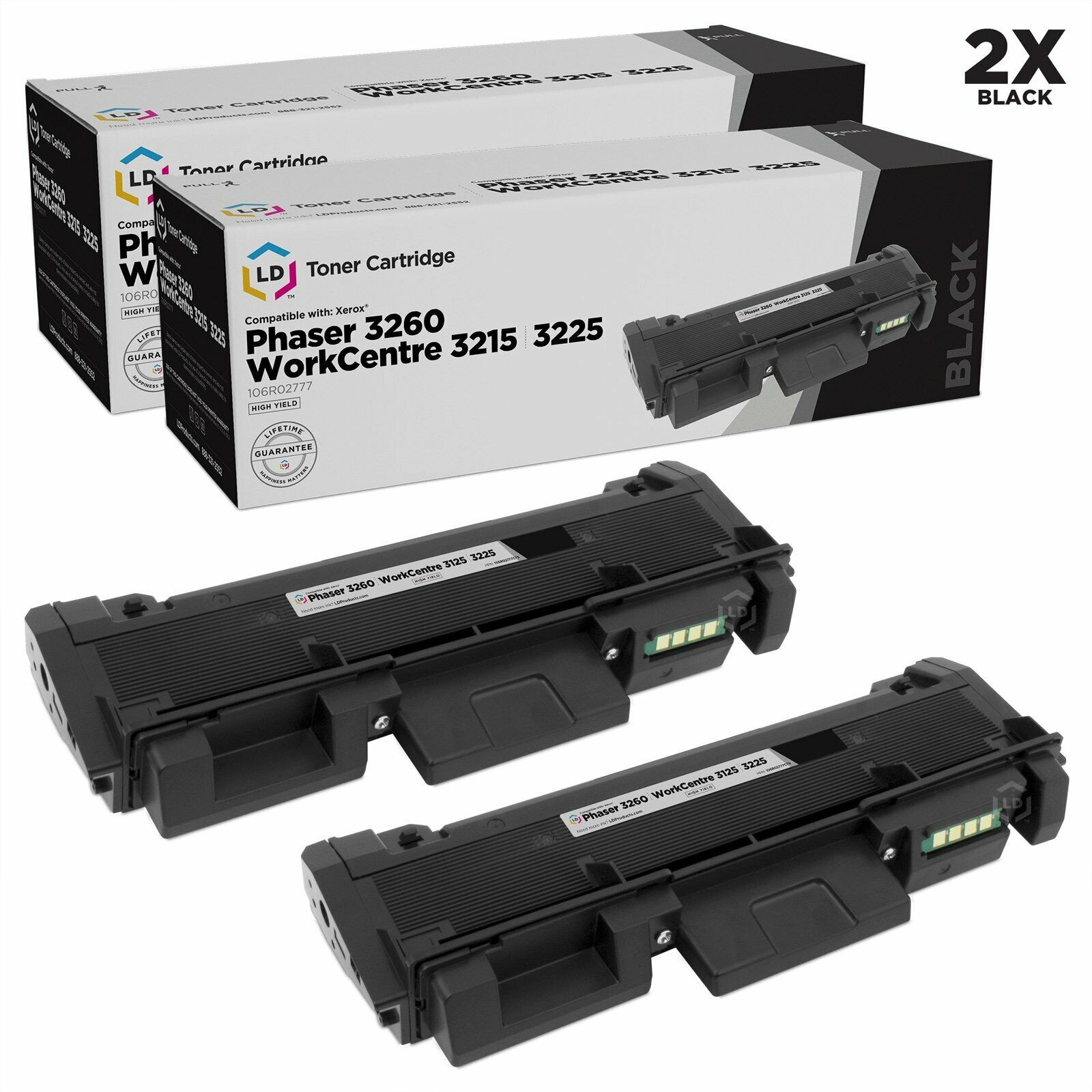 LD Compatible Xerox 106R02777 2PK HY Toners for Phaser & WorkCentre Series