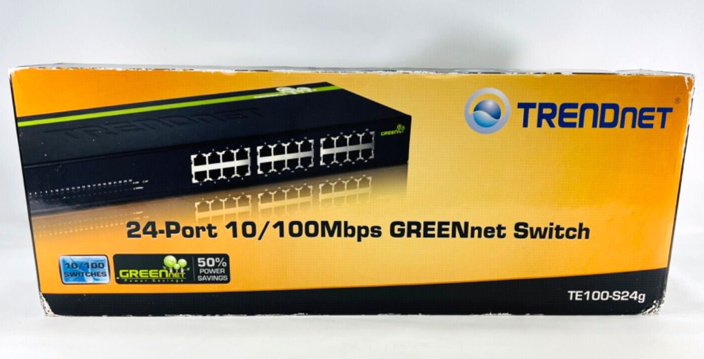 TRENDnet TE100-S24g 24-Port 10/100 Mbps GREENnet Switch - Brand New Sealed Box