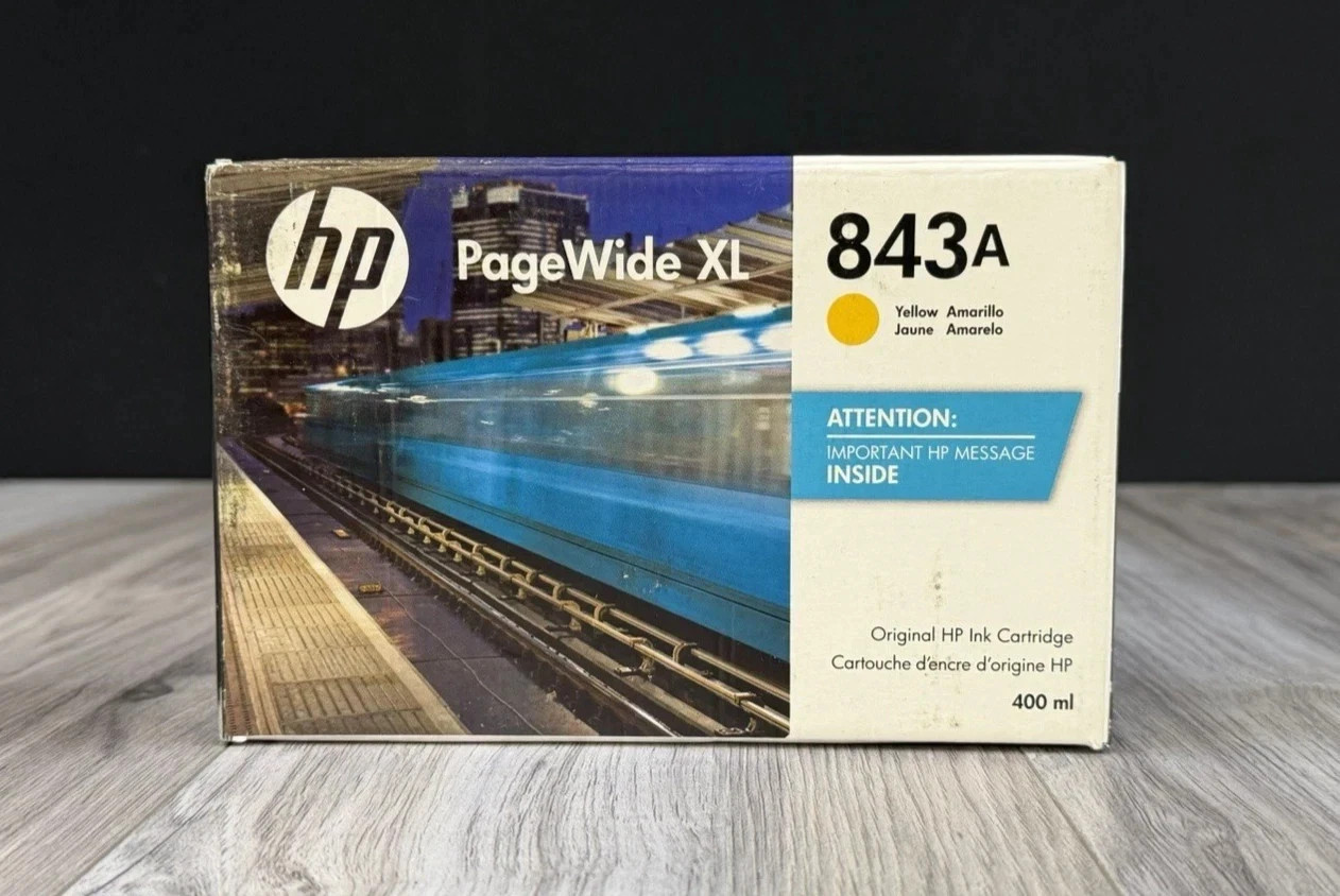 HP 843A Yellow PageWide XL Ink Cartridge 400ml C1Q60A OEM Genuine NEW Sealed
