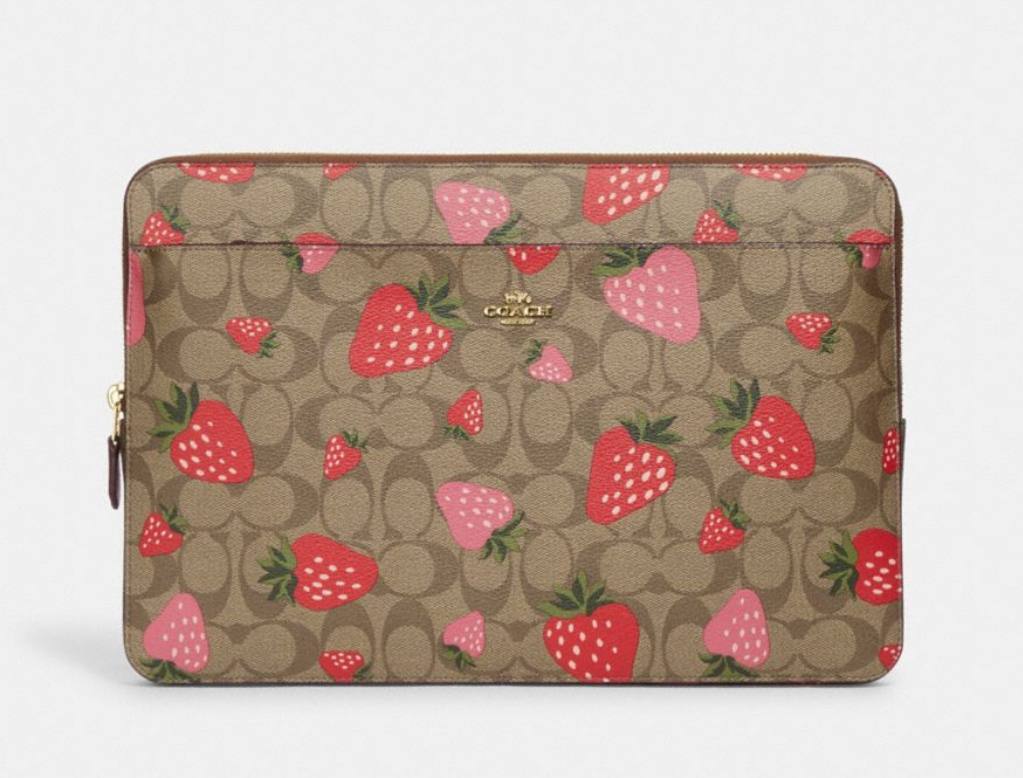 NWT Coach Laptop Sleeve In Signature Canvas Leather 13 inch
