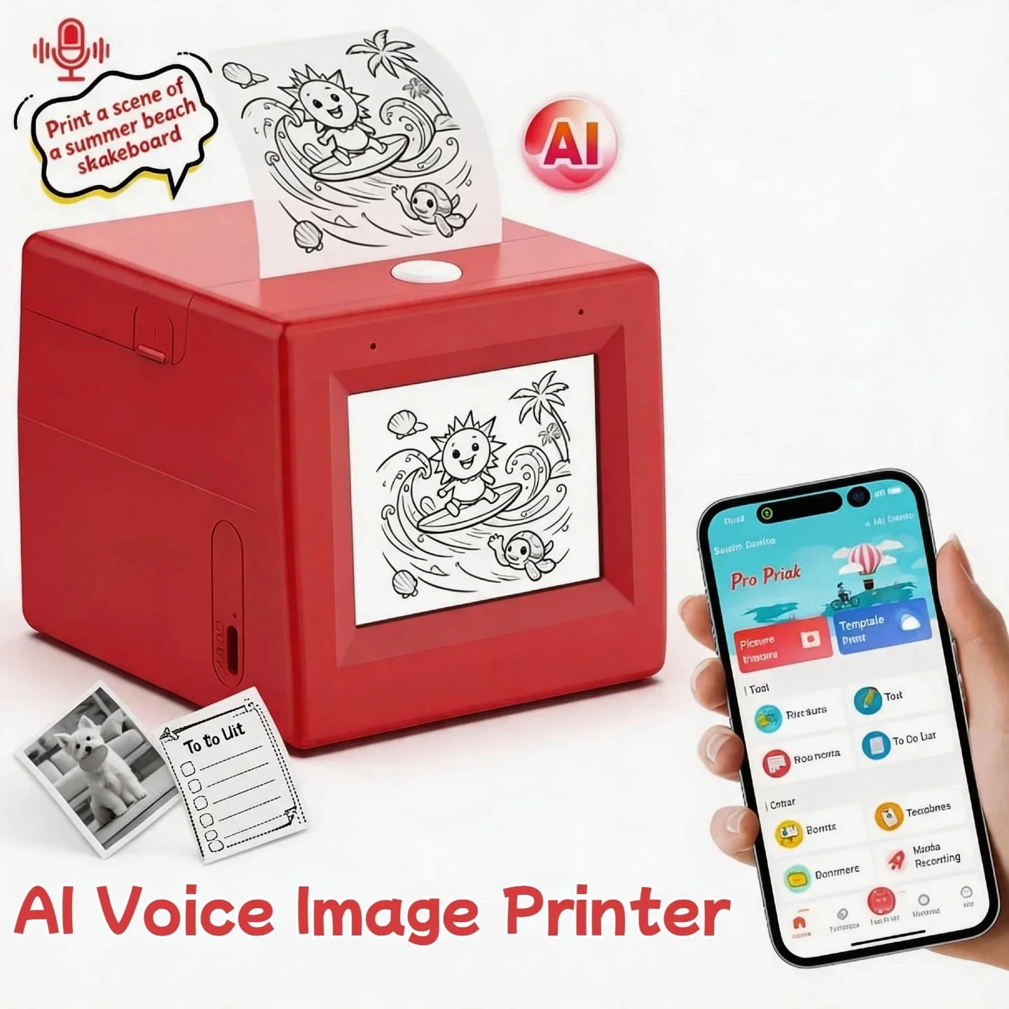 AI Smart Voice Thermal Printer Box - Comes with 3 Extra Rolls of Paper