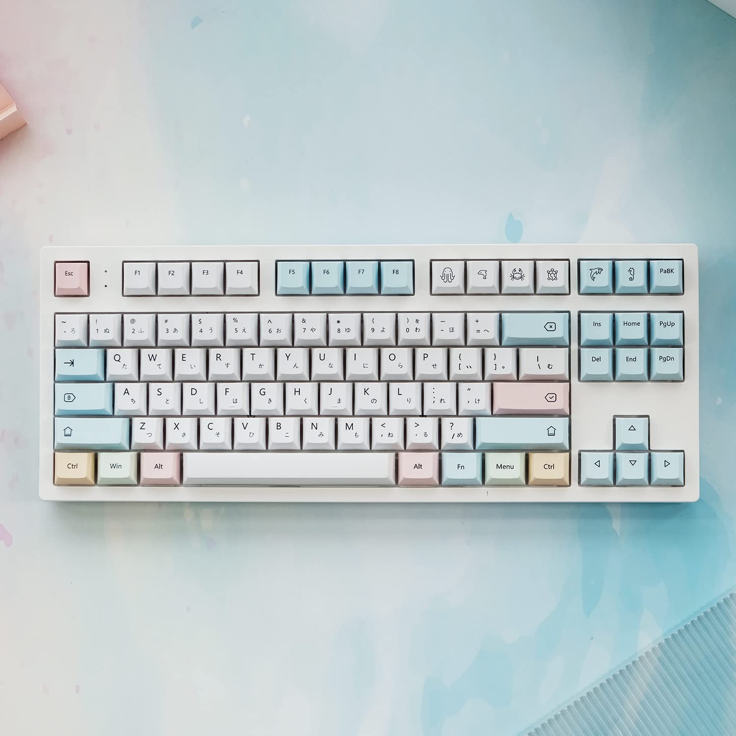 136 PCS Chalk PBT Japanese Cherry Keycaps MX Fits 60/64/84/96/87/104 Keys