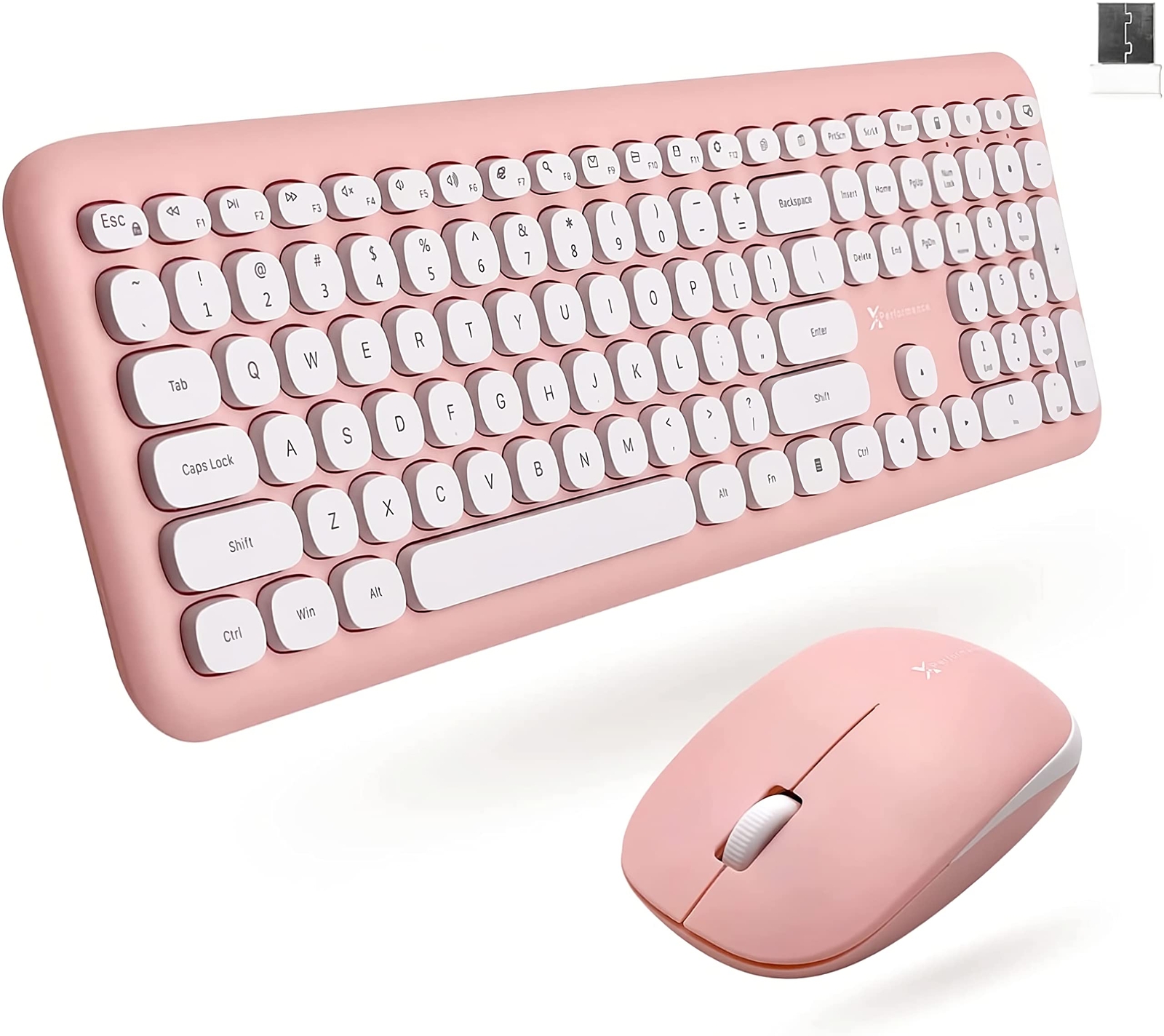 Pink White X9 Wireless Keyboard Mouse Combo Colorful Set for PC Laptop