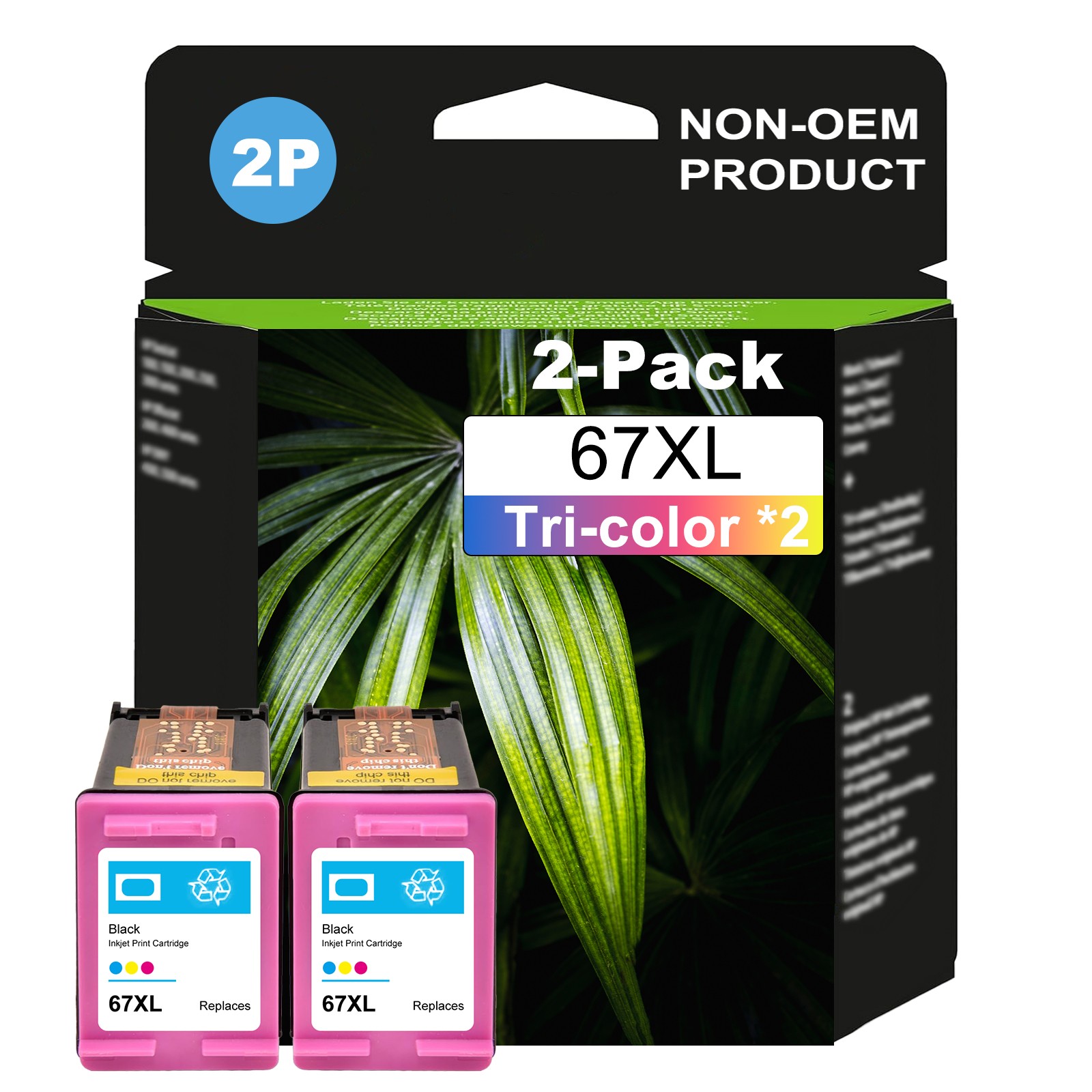 2PK 67XL Color High-Yield Ink Cartridge for HP DeskJet 1255 2700 4100 Envy 6000