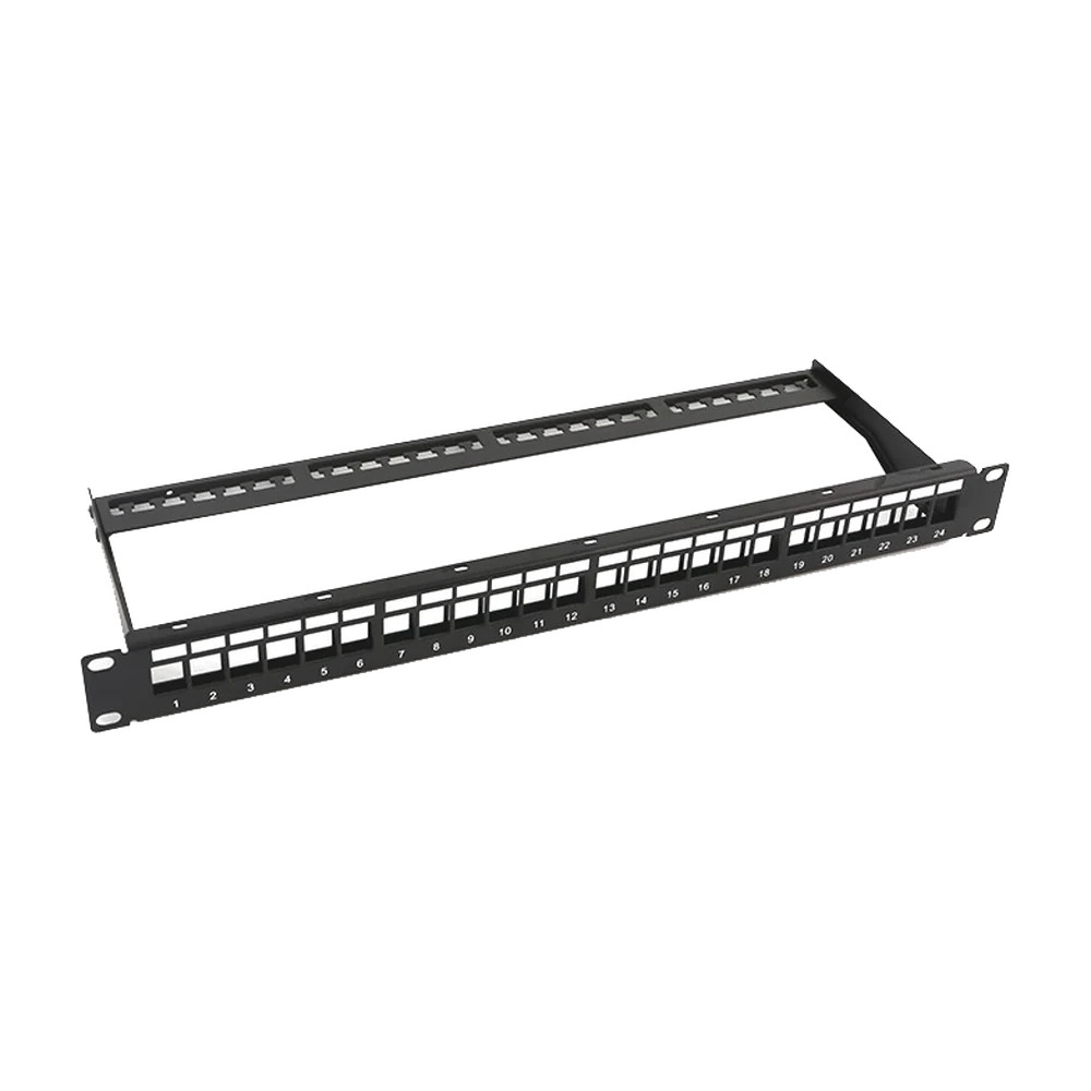 LinkedPRO LPPP23UTPBK24P Modular Patch Panel, 24-port, 1U, with Bar to Organize