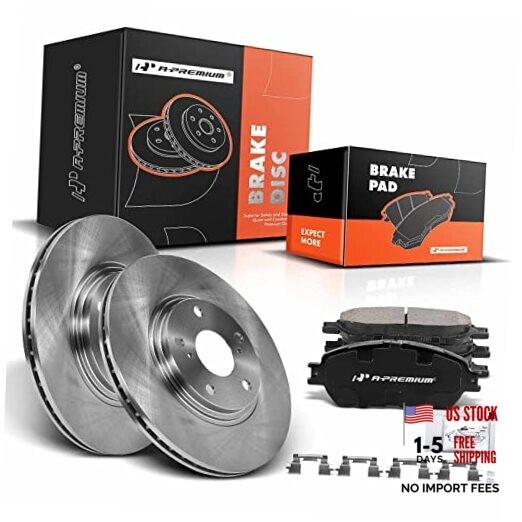 11.65 inch (296mm) Front Vented Disc Brake Rotors + Ceramic Pads Kit