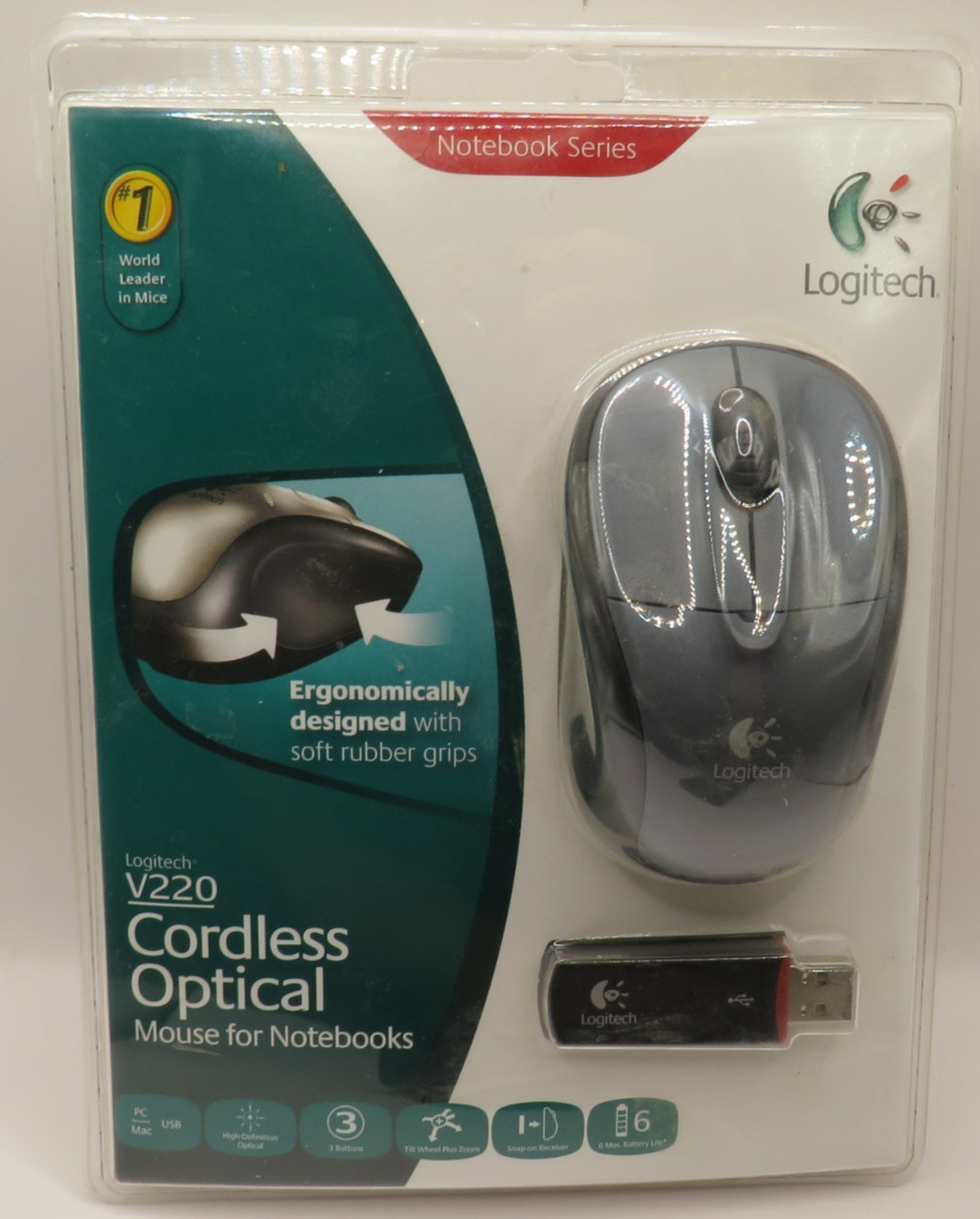 Logitech V220 Cordless Optical Mouse Notebook Series Black NEW in Sealed Package