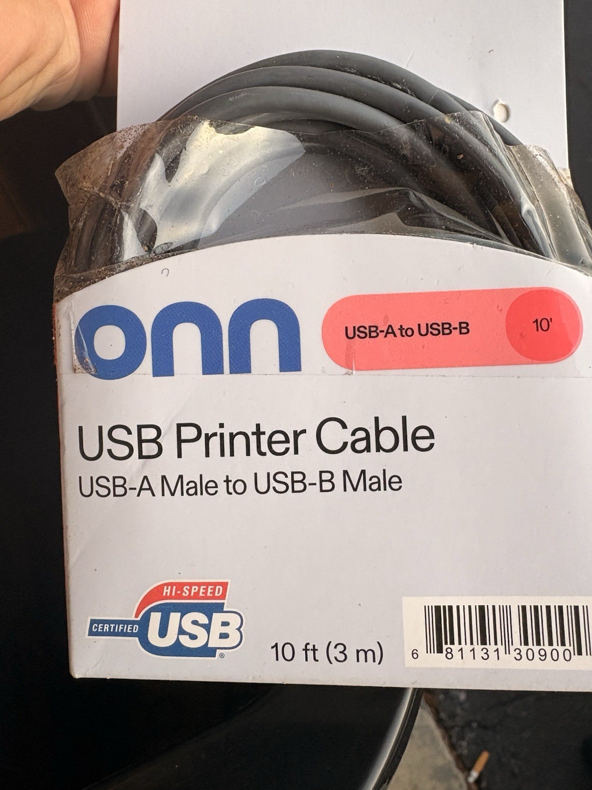 Surf Onn Printer Cable 10ft USB-A Male to USB-B Male Transfer Speed 480 Mbps