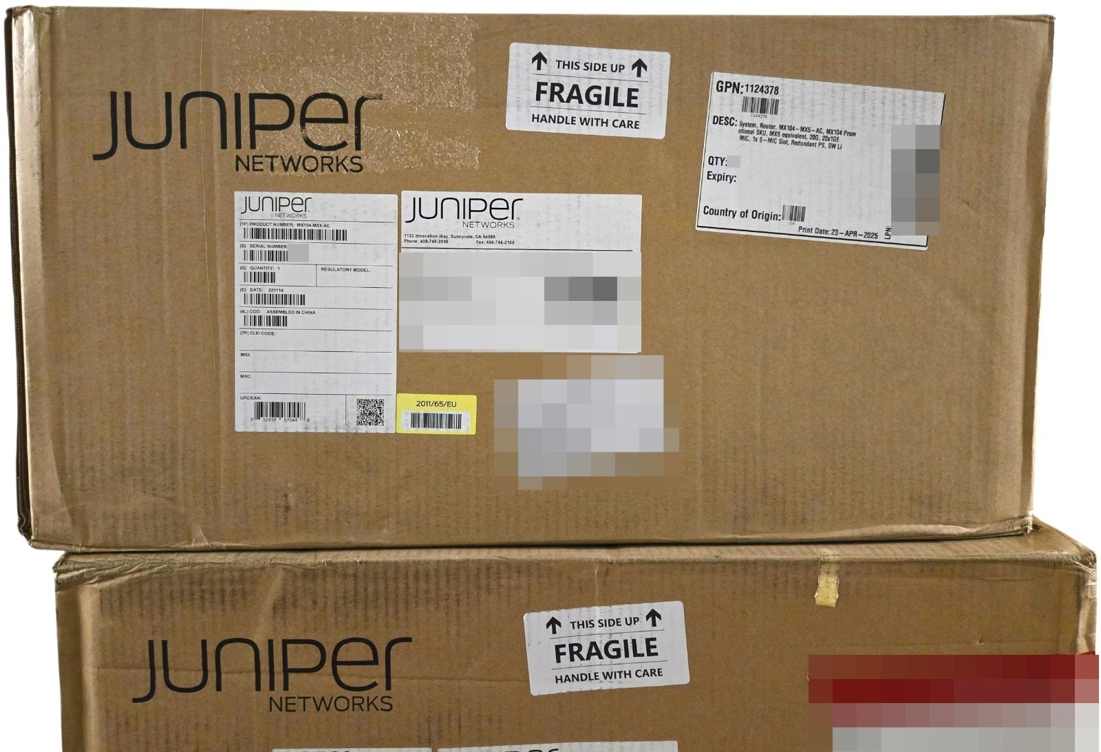 NEW Juniper MX104 Router with MIC-3D-20GE-SFP-E, Routing Engine and 2x AC PS
