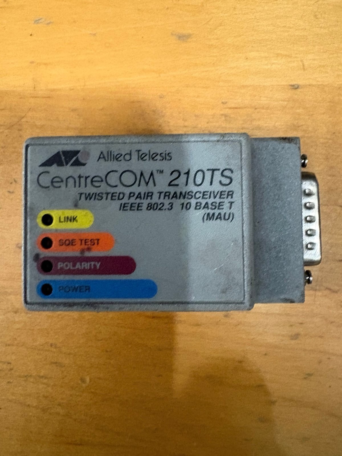 Allied Telesis CentreCOM 210TS Transceiver AT-210TS 10BASE-T AUI to RJ45 Vintage