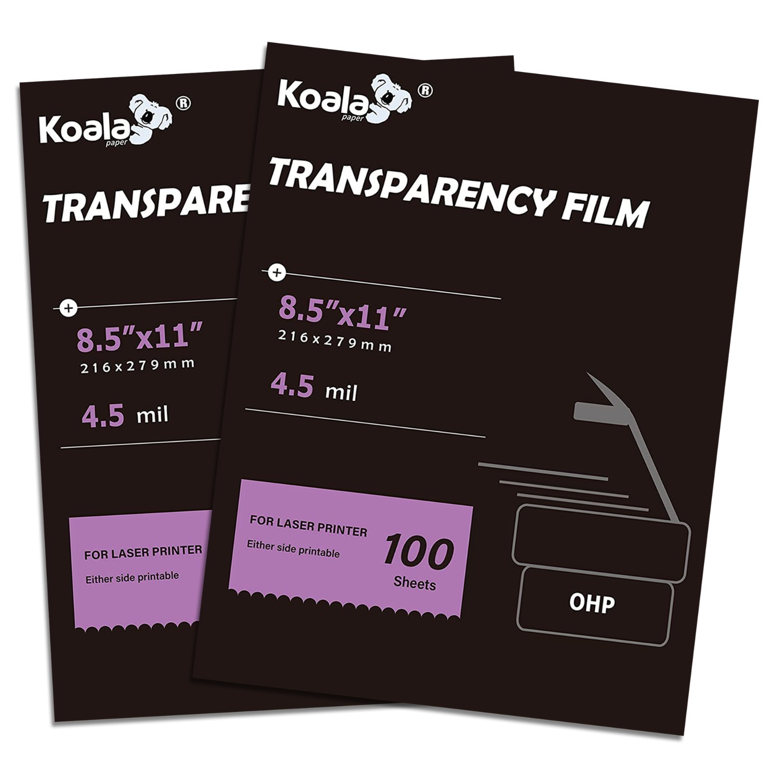 Koala Transparency Film 8.5x11 200 Sheets Clear Film for Laser Printer + Copier