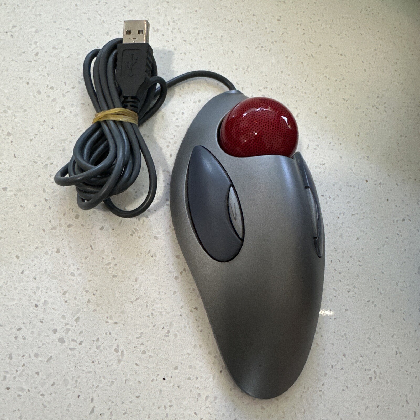 Logitech T-BC21 PC Mouse Trackman Trackball Red Marble Ergonomic Ambidextrous