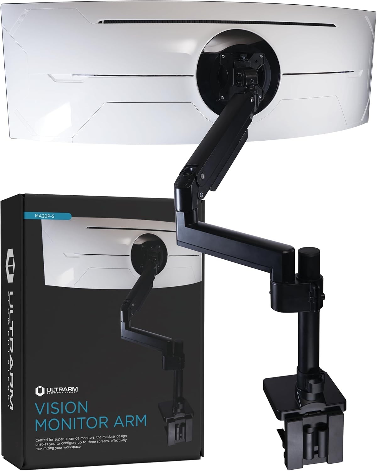 Heavy Duty Monitor Arm for Ultrawide Monitors up to Single Arm, Black 