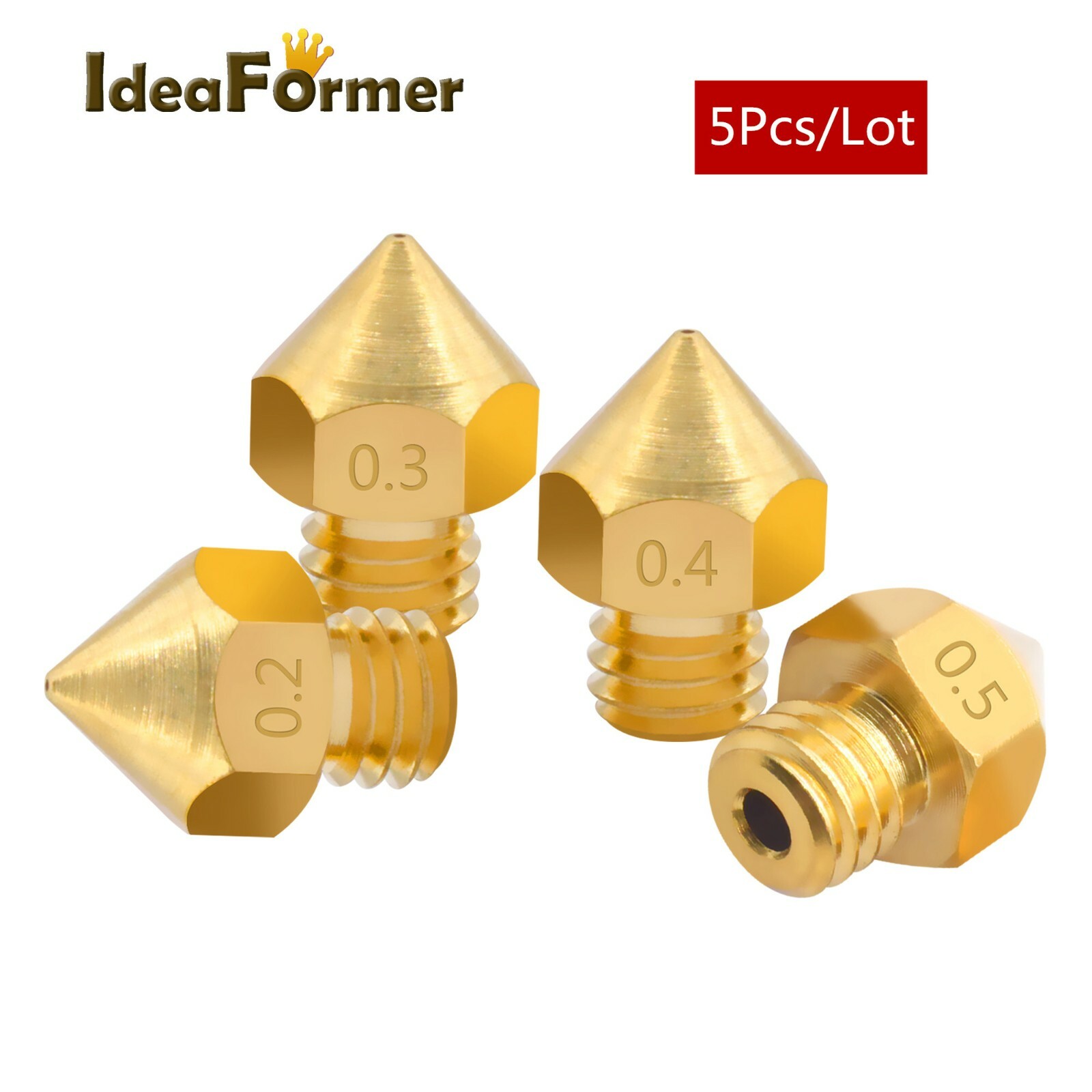 5Pcs MK8 Nozzle M6 thread upgrade More Capacity Big Nozzle for 1.75mm filament.