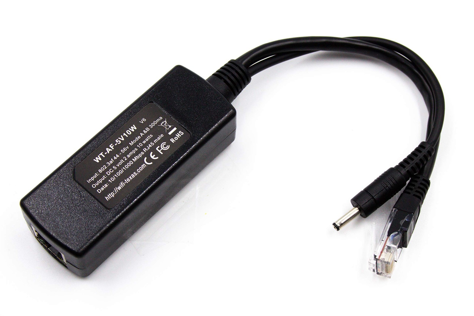 PoE Texas 802.3af Splitter, 5V 10W for Cameras & Tablets Black