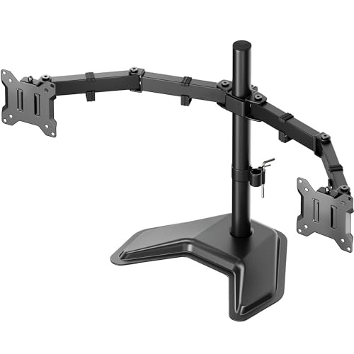  Stable Freestanding Dual Monitor Stand for 17–32” Computer Screens, Horizontal