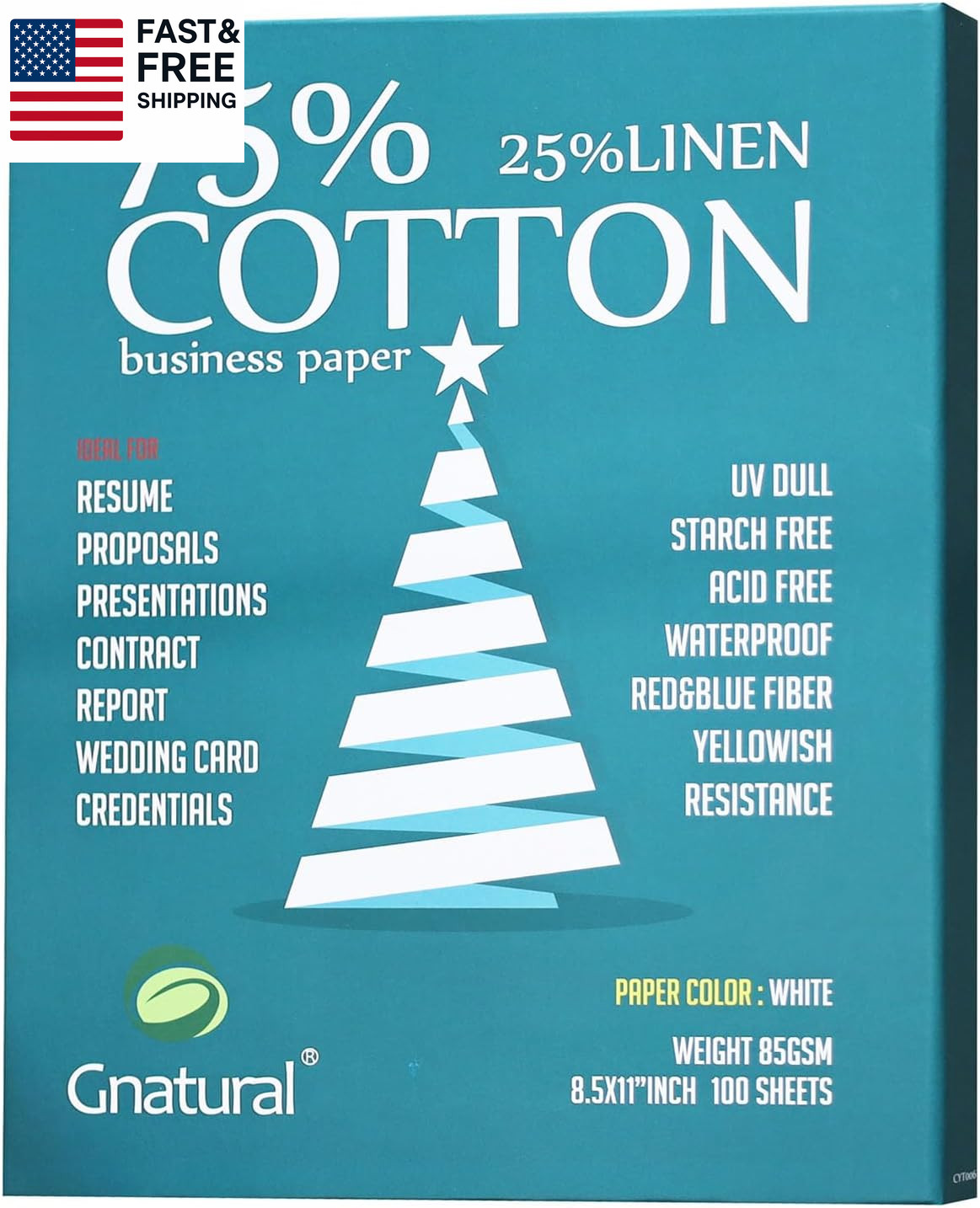 75% Cotton 25% Linen Paper, 85Gsm Inkjet Printing Paper, 8.5"X11" White Color Re