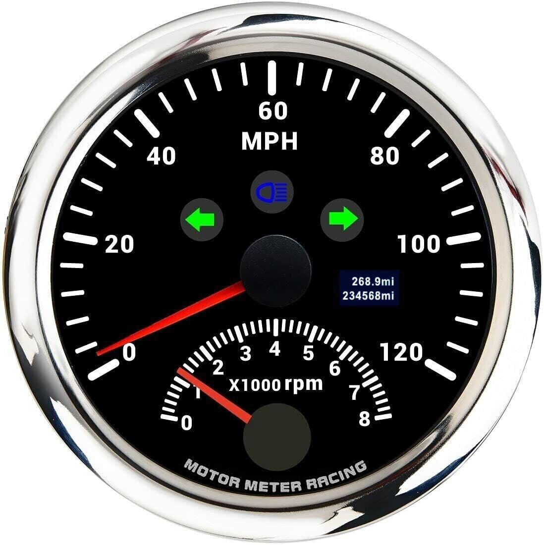 MOTOR METER RACING 85mm 33/8" W PRO 2 in 1 GPS Speedometer Tachometer