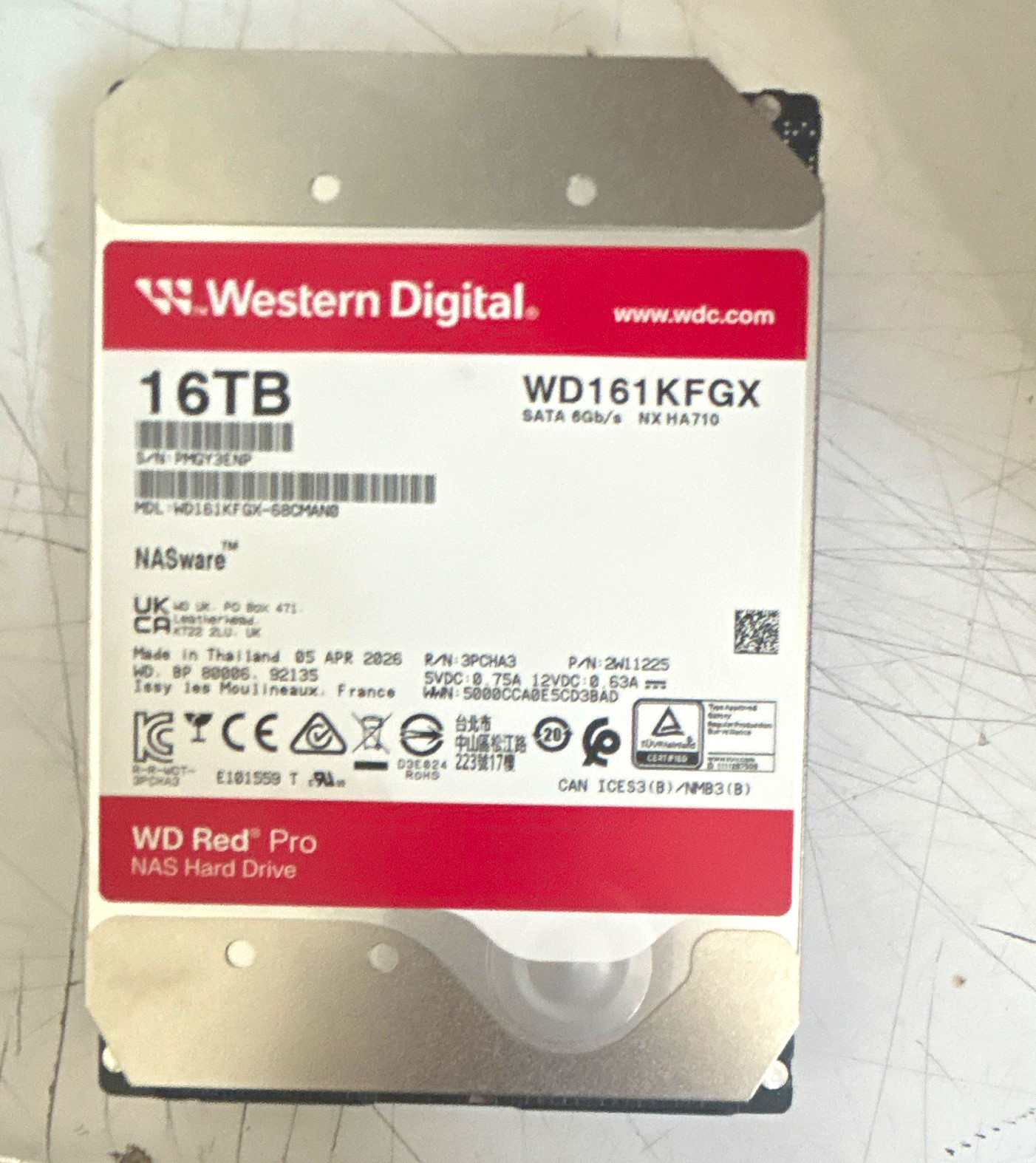 Western Digital WD Red Pro 16TB 3.5" SATA III 7200rpm HDD WD161KFGX