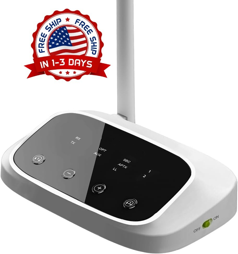 Transmisor y receptor Bluetooth para TV con capacidad de enlace dual, blanco NEW