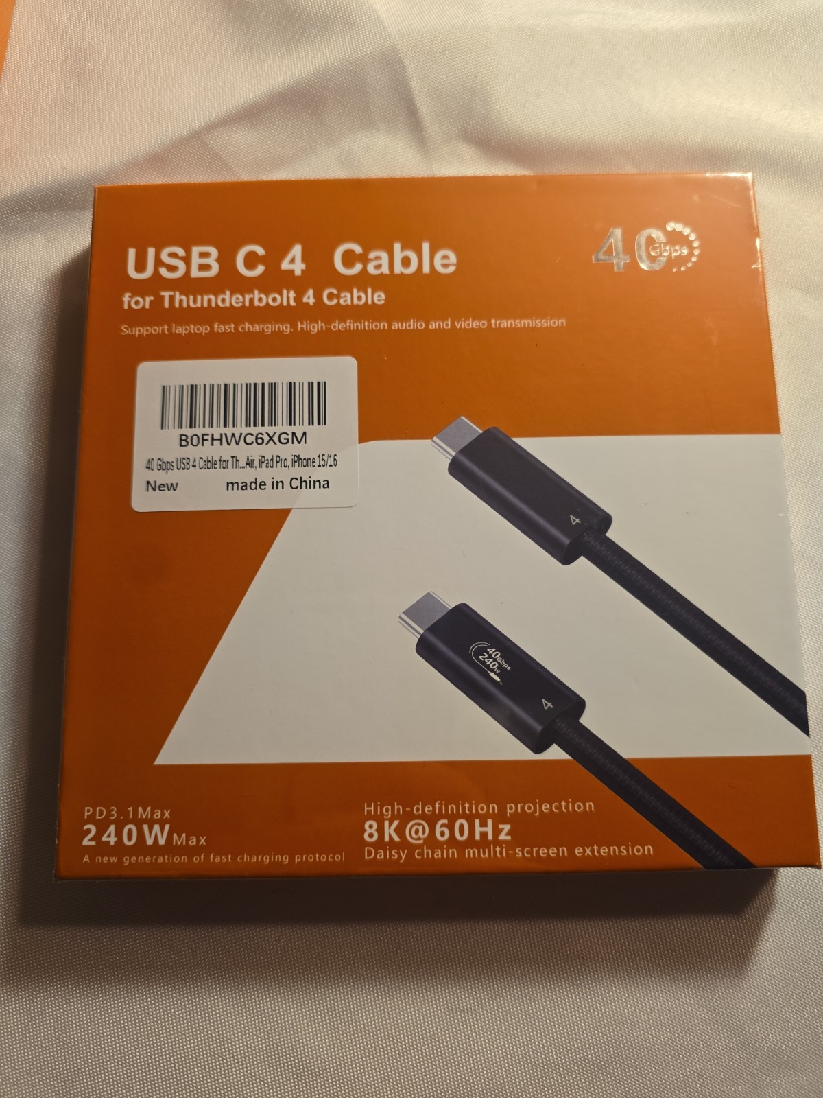 USB C 4 Cable For Thunderbolt 4 Cable