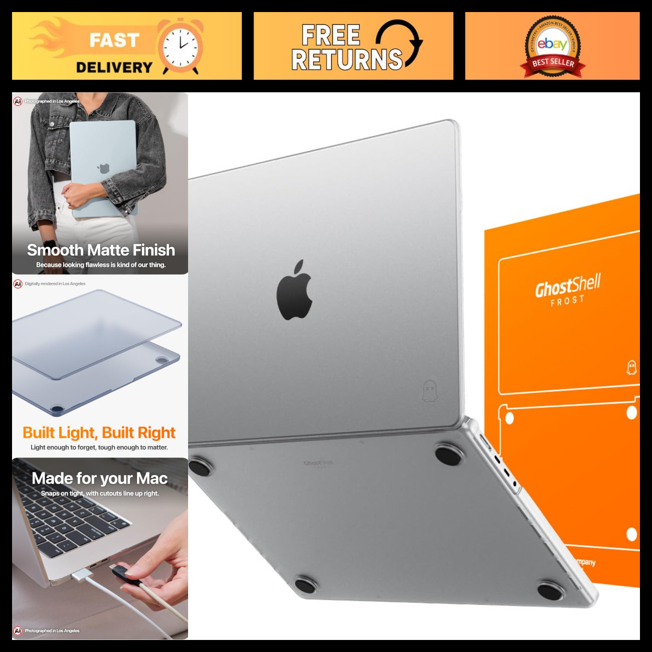 Clear Translucent Hardshell Case for MacBook Pro 14" 2021+, Durable Protection