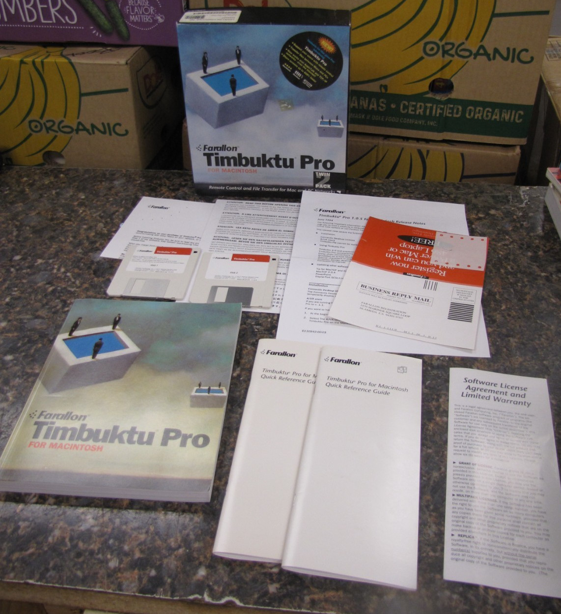 RARE - Farallon Timbuktu Pro 1992 Complete in Big Box Book & 2x 3.5" Disks -HN10