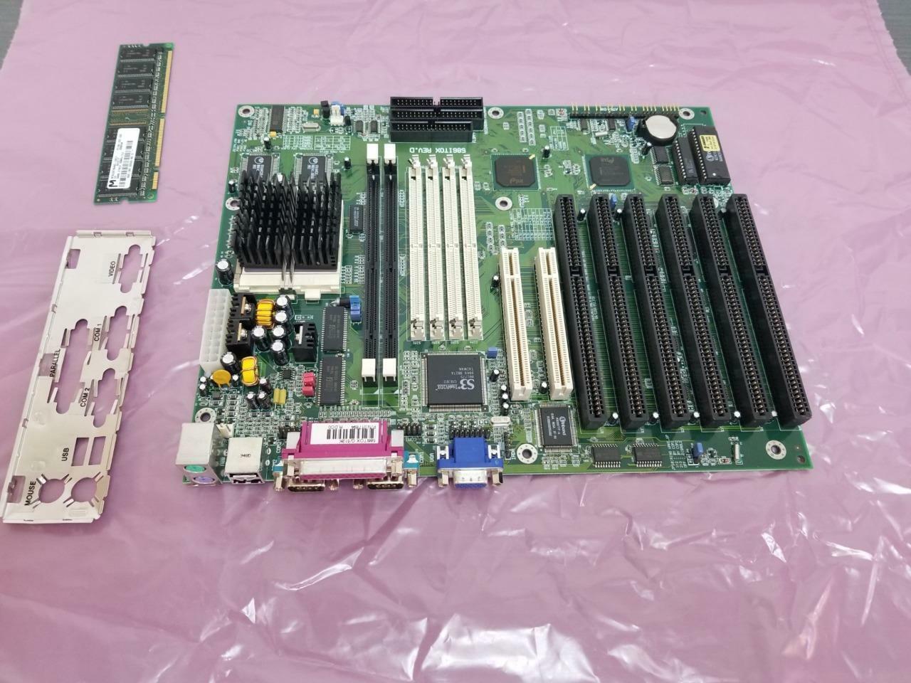 DFI 586ITOX System Board Motherboard Socket 7 w/ AMD K6 2/300 CPU 64MB IO Shield