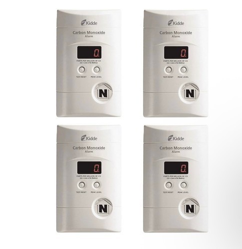 4-PCS Carbon Monoxide Detector Plug In Wall with Battery Backup Digital Display
