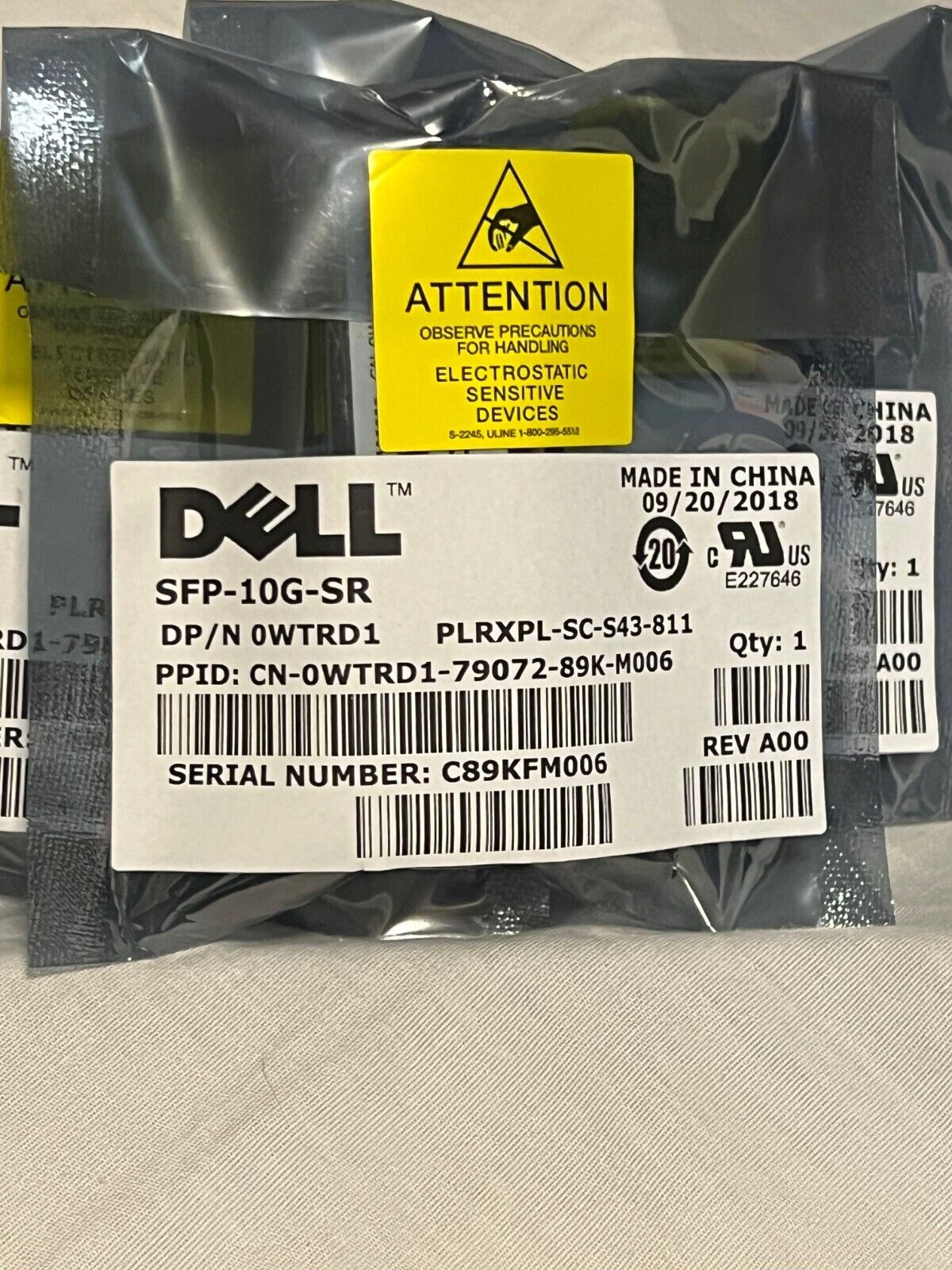 Dell 0WTRD1, SFP-10G-SR 10Gbps SFP+ Transceiver