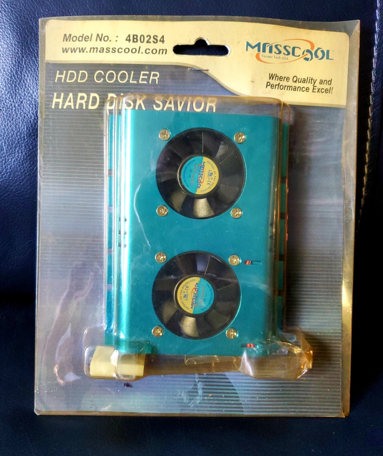 New MASSCOOL HDD Cooler Model 4B02S4 Blue Double Fan
