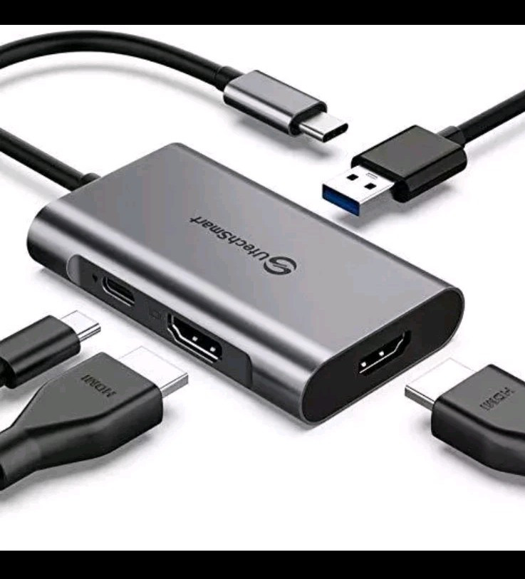 UTECHSMART USB-C Hub Multi-Function 4 In 1 HDMI x2 Type C port x1 USB 3.0 x1 New