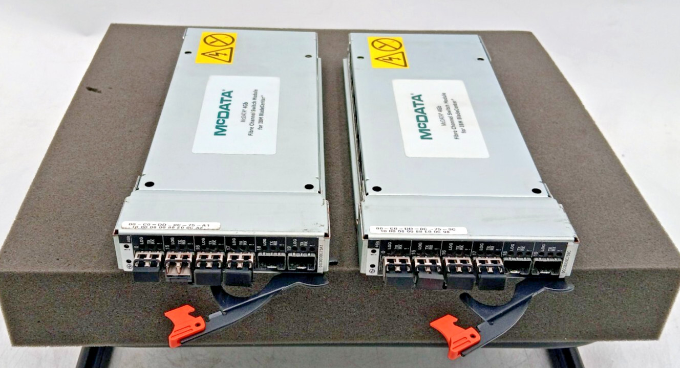 2x IBM 32R1911 32R1909 Mcdata 4gb Fibre Channel Switch Module for BladeCenter