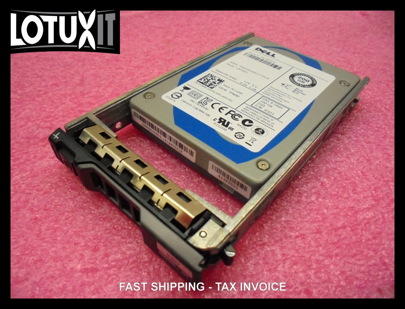 Dell 200GB SAS 6G Write Intensive SLC 2.5" SSD TPWNJ LB206S WI SanDisk 