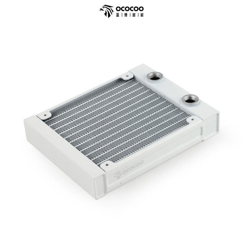 OCOCOO 120mm PC Water Cooling Radiator Aluminum G1/4 12 Channels White