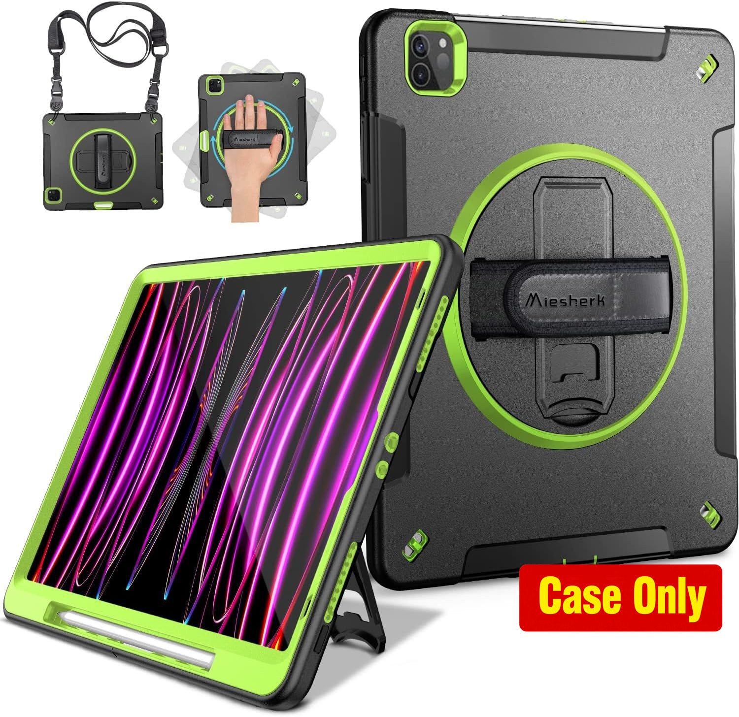 Case for iPad Pro 12.9 Inch 6th/5th Generation, Military Grade Shockproof, Green