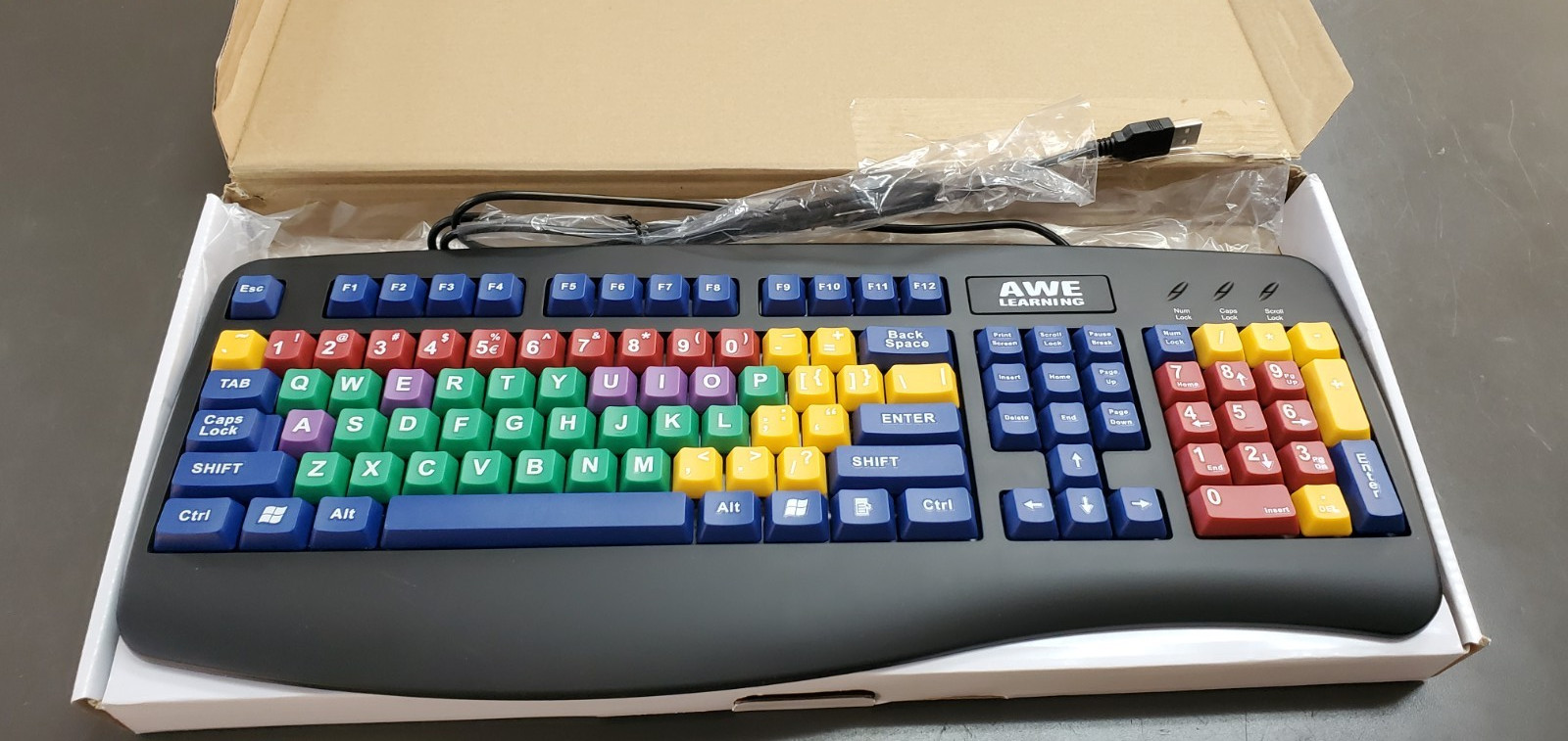 AWE 12000044 Kids Keyboard Colorful Learning Board USB Connection