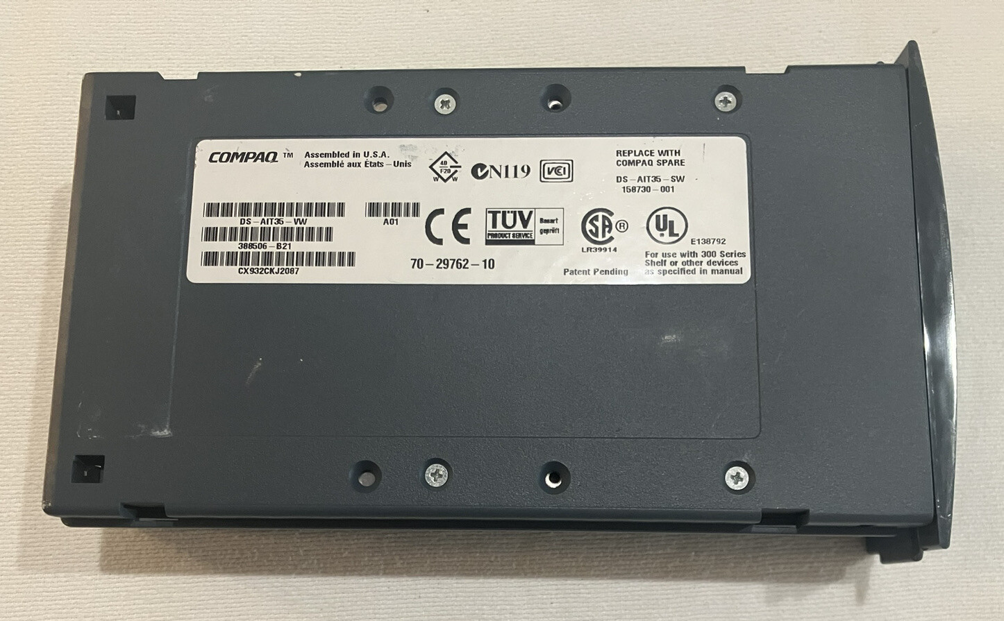 Compaq Model: 388506-B21 DS-AIT35-VW Hot Swap Drive. DEC: 70-2962-10