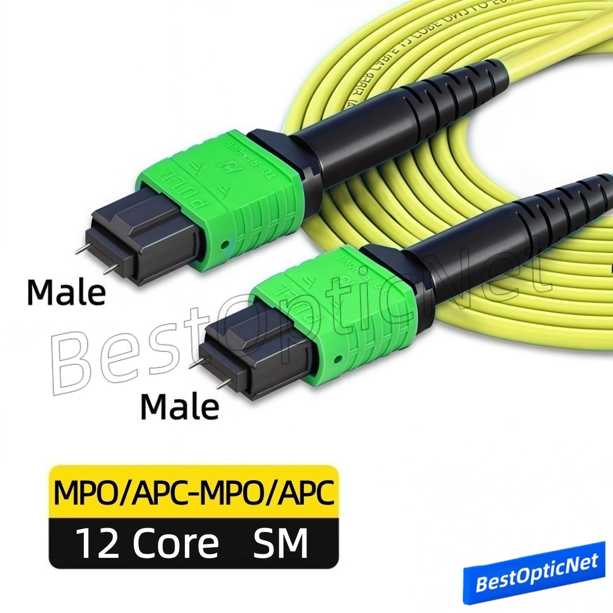 1-80m MPO Male to MPO Male APC UPC SM OS2 12 Core Fiber Optical Patch Cord Lot