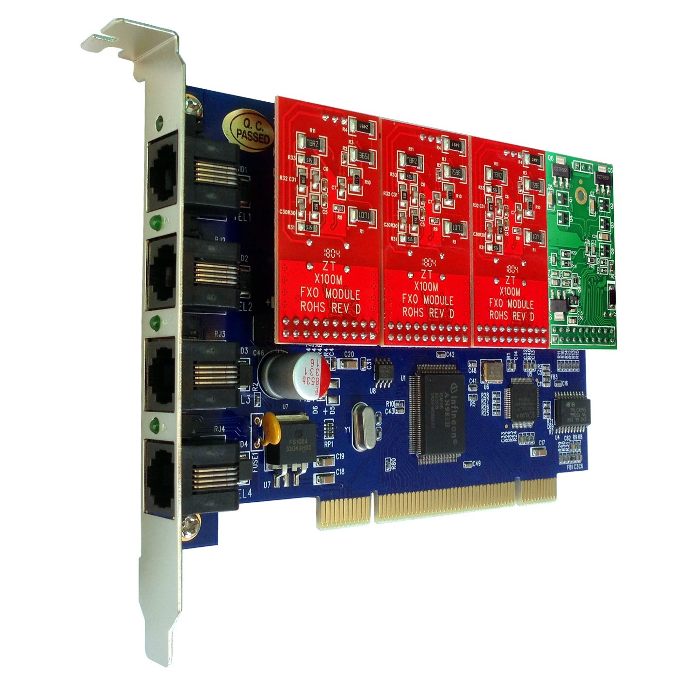 TDM 400P 3 FXO+1 FXS Modules Asterisk Card TDM 410P For Asterisk Free PBX ISABEL