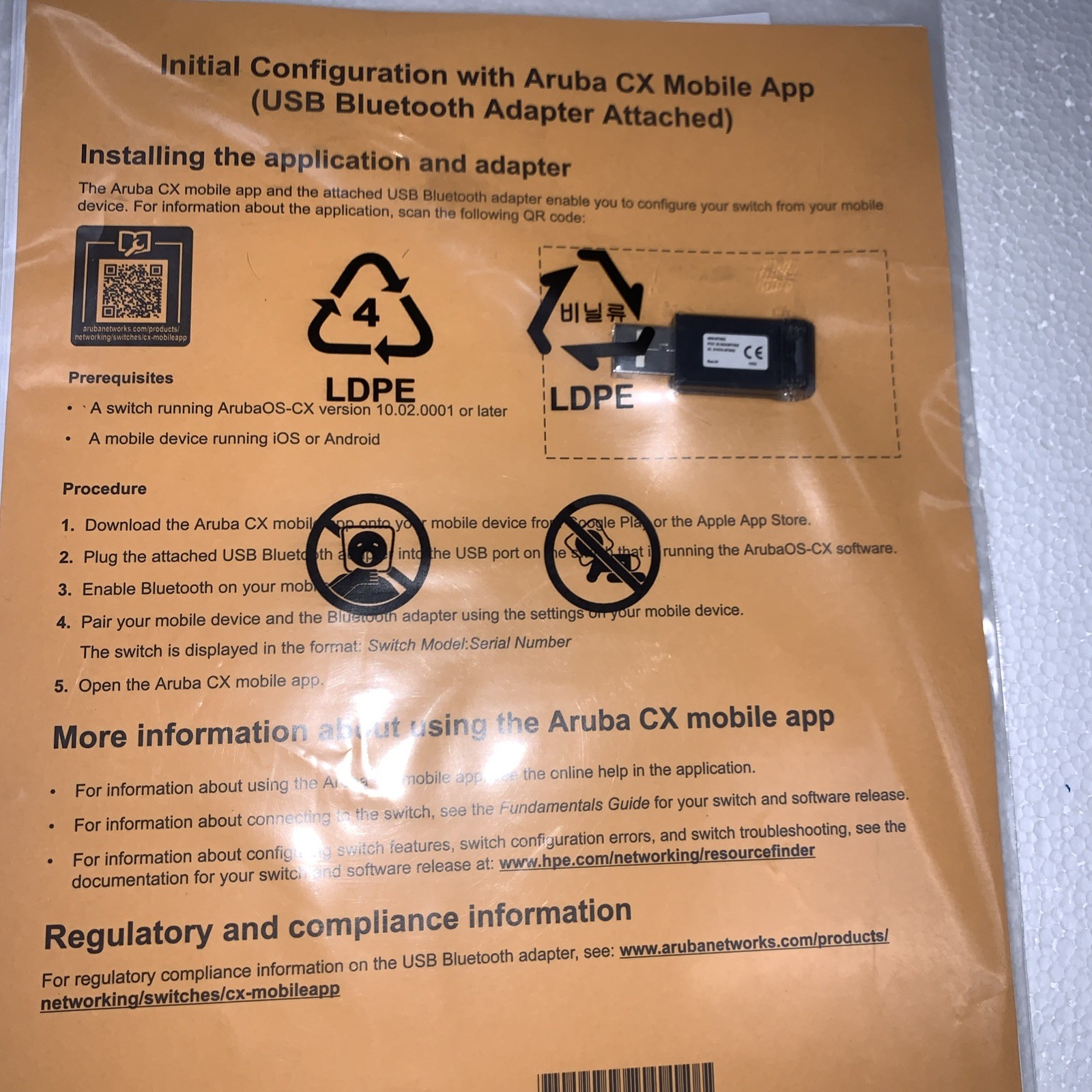 HPE S1H23A Aruba Networking CX Switch Bluetooth Adapter