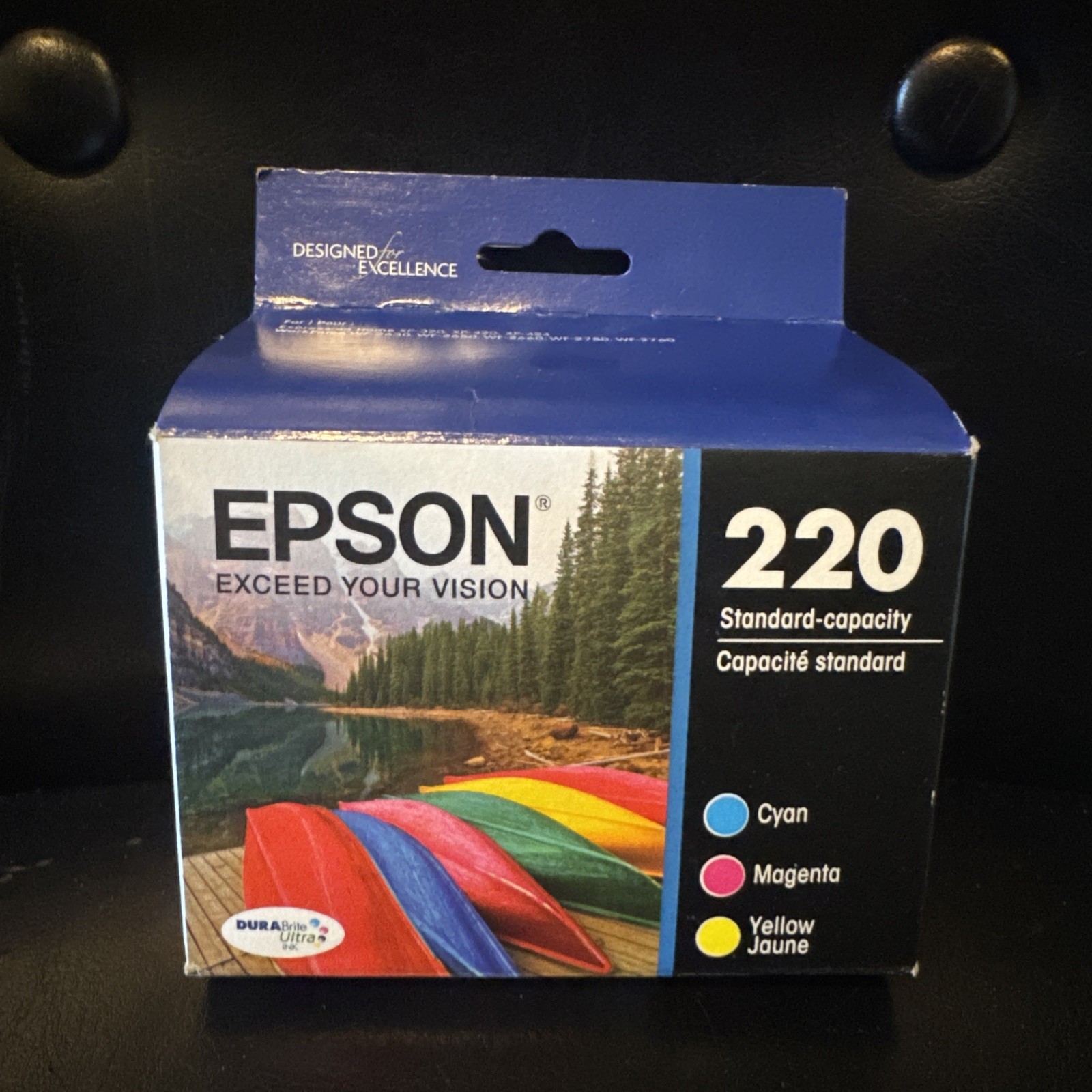 New Epson 220 3PK C/M/Y Ink Cartridges Cyan Magenta Yellow T220520 EXP: 08/27