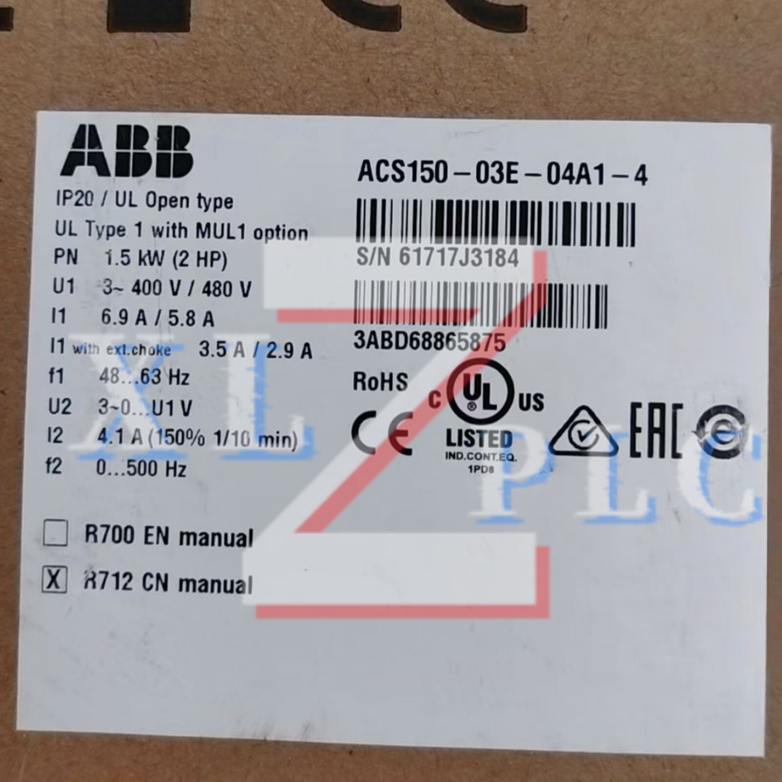 1PCS New ABB ACS150-03E-04A1-4 Frequency Converter In Box*