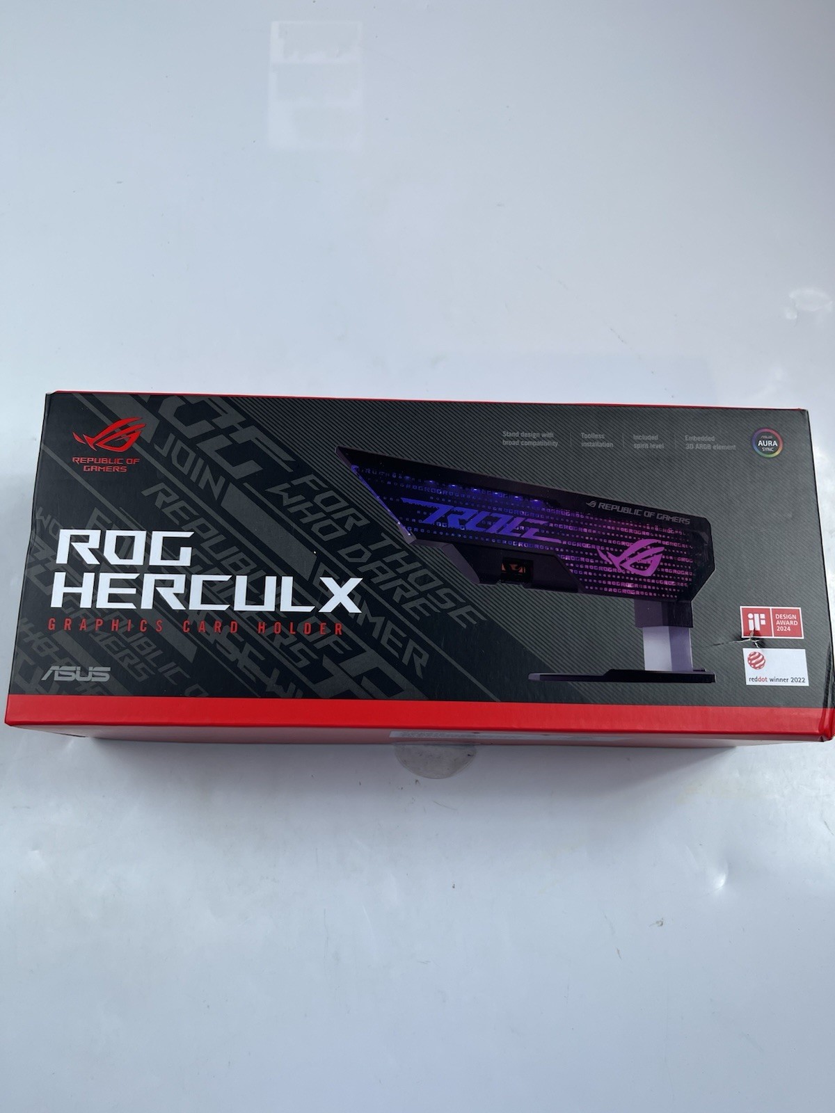 ASUS ROG Herculx Graphics Card Anti-Sag Holder, Incl Spirit Level, Aura Sync RGB