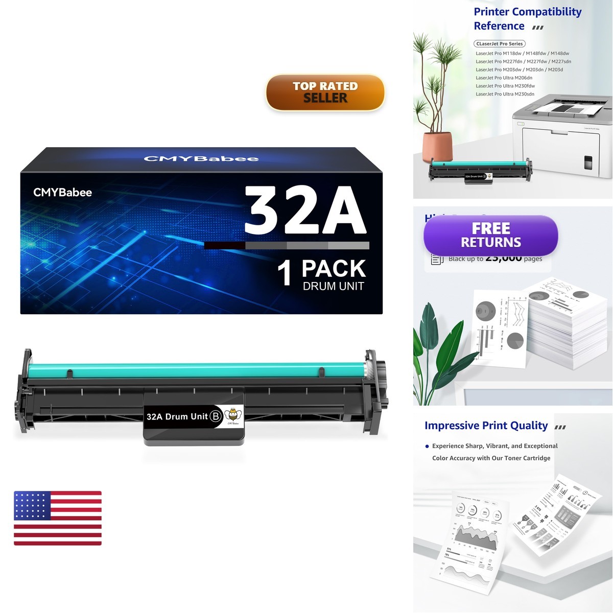 CMYBabee Compatible Drum Unit for HP 32A CF232A HP Pro M203dw M148dw M227fdw (1