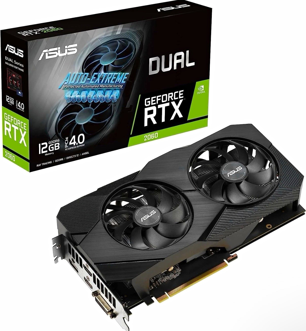 ASUS Dual GeForce RTX 2060 12GB GDDR6 PCIe 4.0 RGB HDMI/DP/DVI