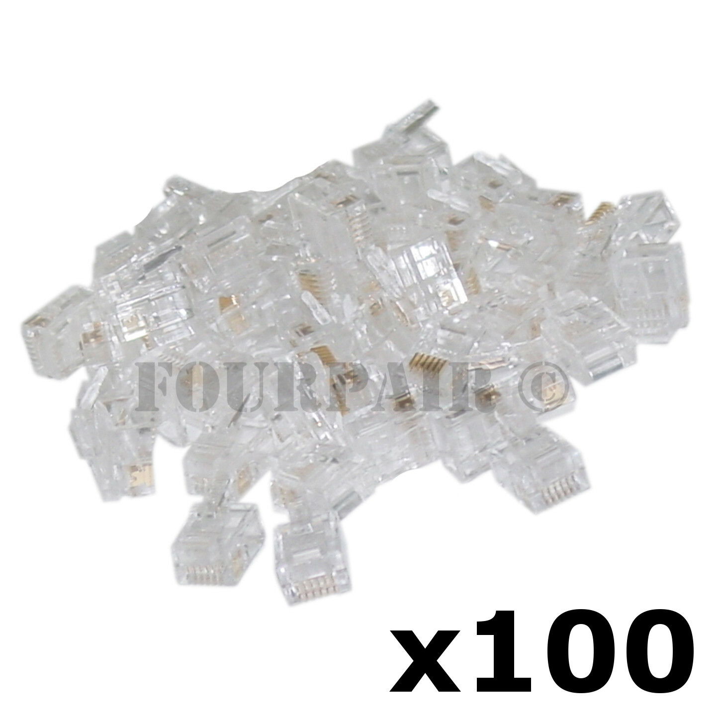 100 Pack - RJ12 6P6C CAT3 Cable Telephone Crimp-On Connector Modular Plug Ends