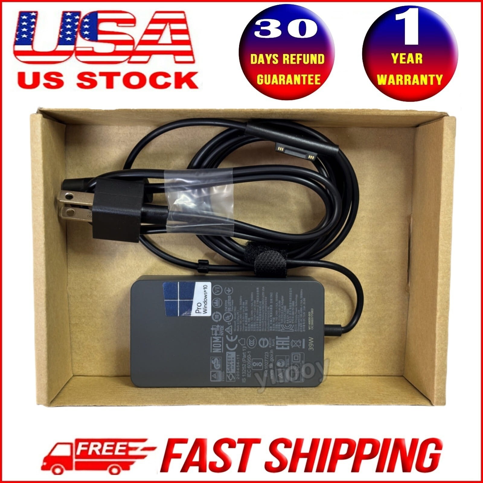 Genuine Surface Power Adapter 1963 39W Charger for Microsoft Surface Laptop Go