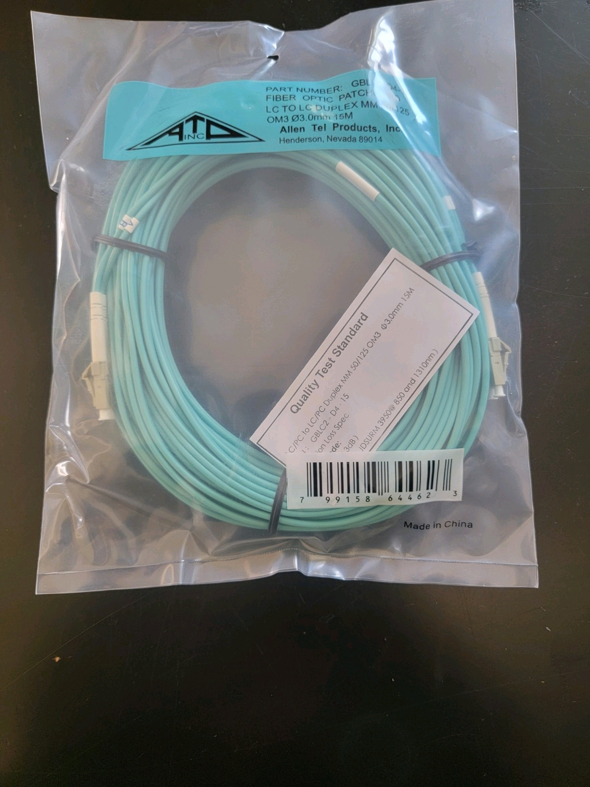 (10 PACK)LC to LC 15m(49ft) Fiber Optic Duplex 3.0mm  OM3 Multimode Cable 50/125
